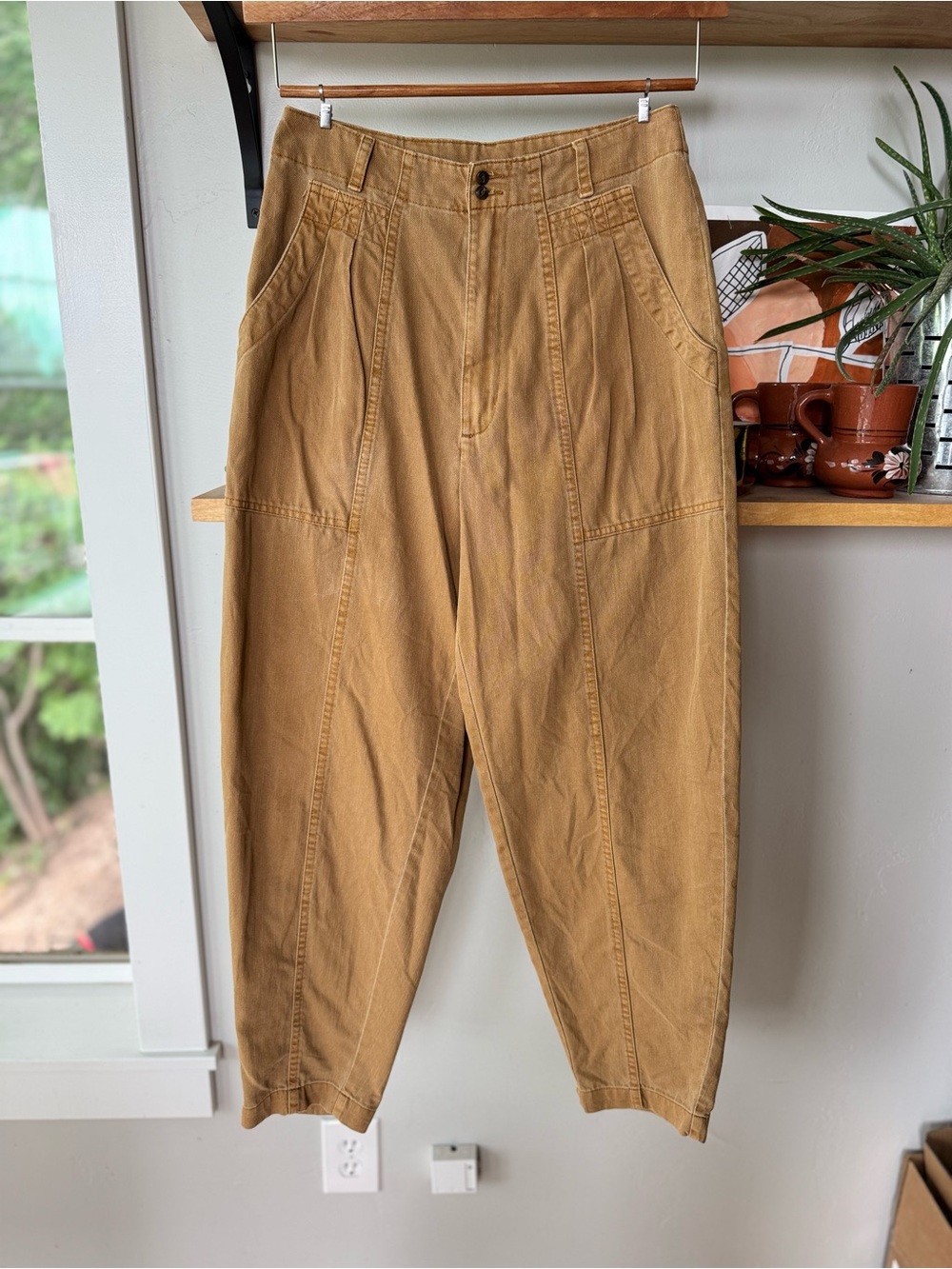Universal Thread Camel Tan Barrel Leg Utility Tapered Pants Sz 4